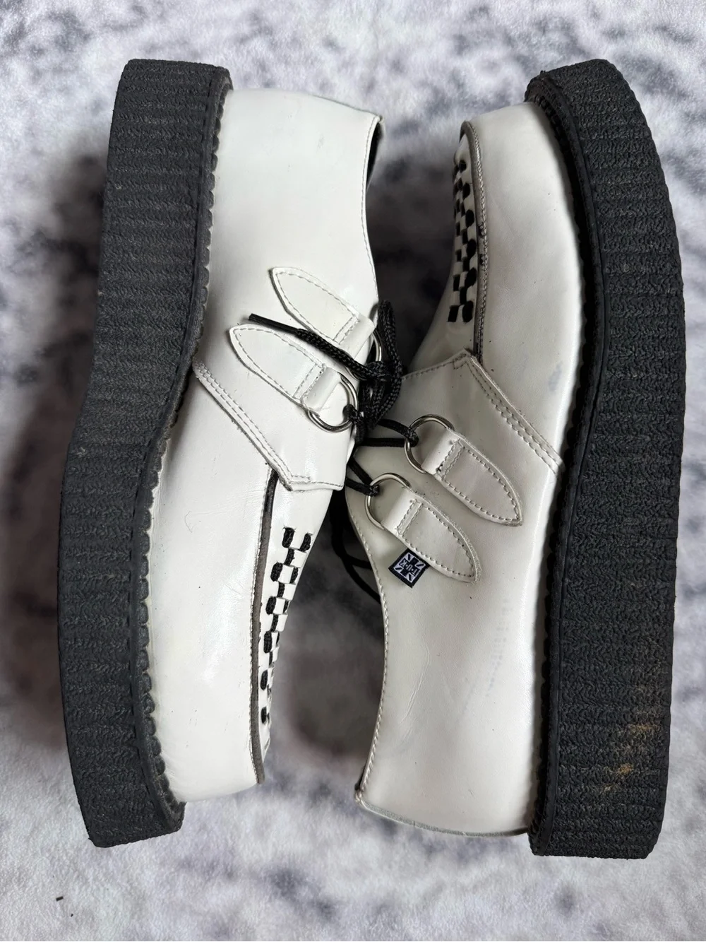 T.U.K - White Leather Viva Mondo Creeper Loafers - Men’s 9 Women’s 11